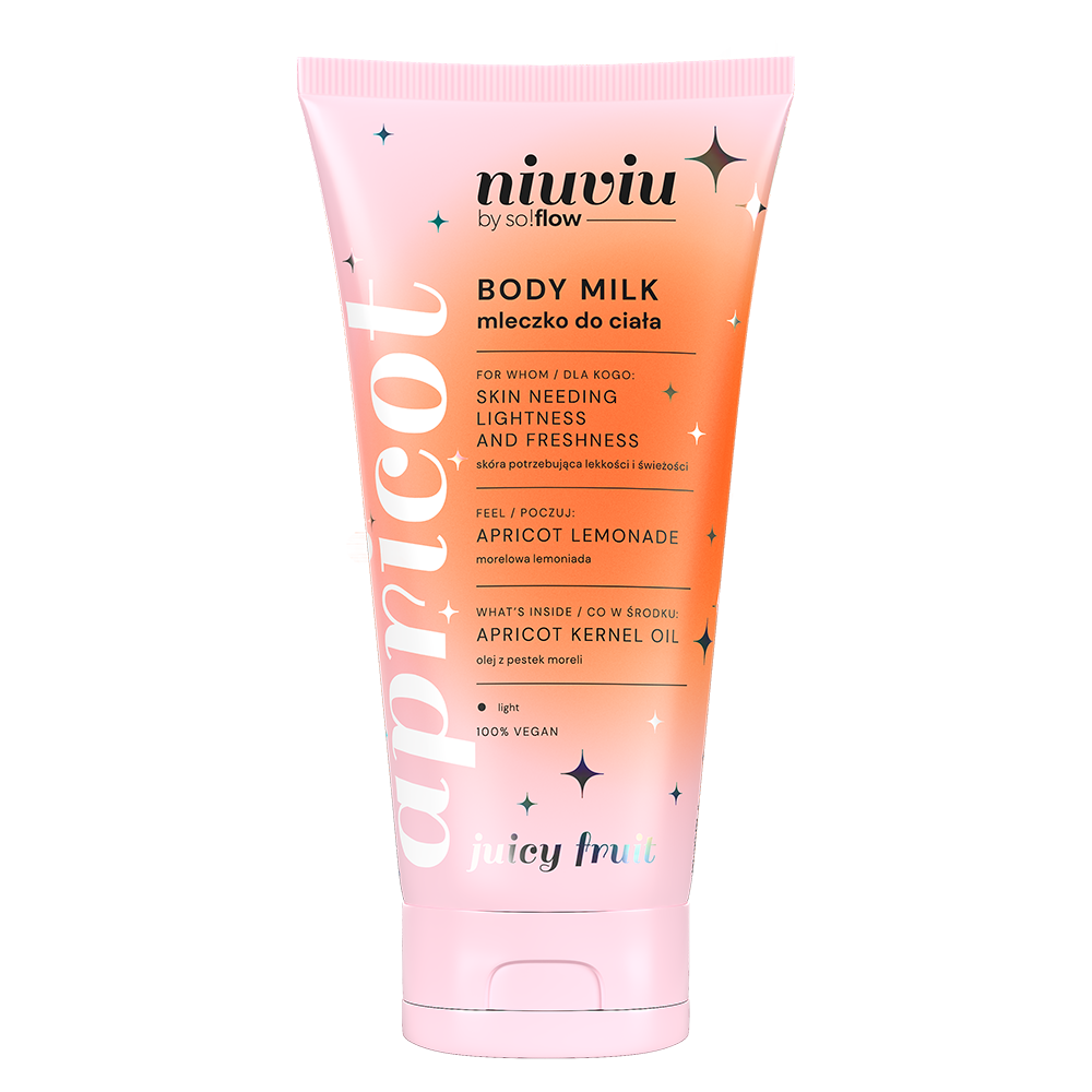 Mleczko do ciała Juicy Fruit apricot, różowe opakowanie, olej z pestek moreli